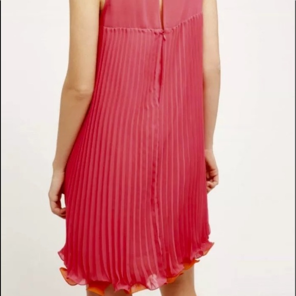 Anthropologie pinkorange Layered Pleated Dress XXS - Picture 4 of 5